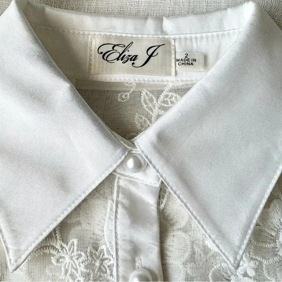 ELIZA J Fit & Flare All Over Floral Lace Dress  in White Size 2 - Picture 3 of 13